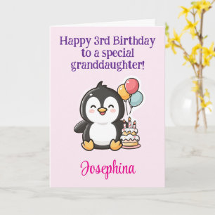 Alles Gute zum 3. Geburtstag Enkelin, Pinguin Karte