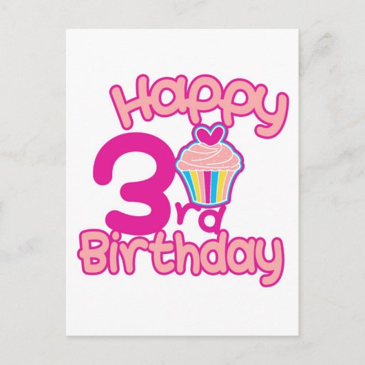 Alles Gute zum 3. Geburtstag! Postkarte (Vorderseite)