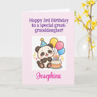 Alles Gute zum 3. Geburtstag Ur-Enkelin, Panda Karte