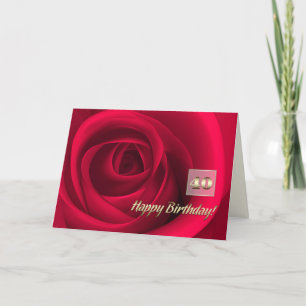 Alles Gute zum 40. Geburtstag. Elegante Rote Rose Karte