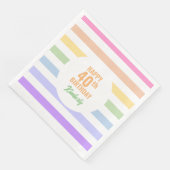 Alles Gute zum 40. Geburtstag in Regenbogenstreife Serviette (Ecke)