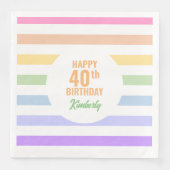 Alles Gute zum 40. Geburtstag in Regenbogenstreife Serviette (Vorderseite)