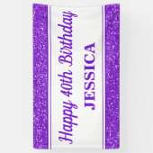 Alles Gute zum 40. Geburtstag Lila Glitzer Banner (Vertikal)