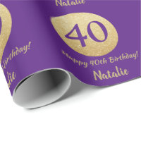 Alles Gute zum 40. Geburtstag Lila und Gold Glitze