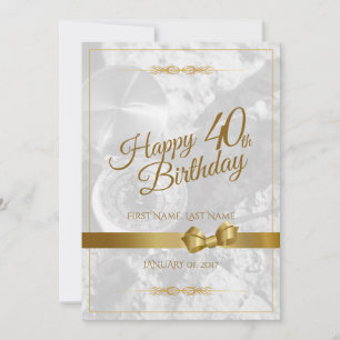 Alles Gute zum 40. Geburtstag mit goldenem Bogen