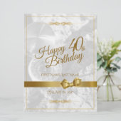 Alles Gute zum 40. Geburtstag mit goldenem Bogen (Stehend Vorderseite)