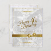 Alles Gute zum 40. Geburtstag mit goldenem Bogen (Vorne/Hinten)