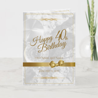 Alles Gute zum 40. Geburtstag mit goldenem Bogen Karte
