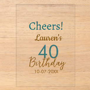 Alles Gute zum 40. Geburtstag Name Datum braun Tür Acryleinladungen