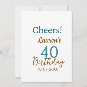 Alles Gute zum 40. Geburtstag Name Datum braun Tür Einladung