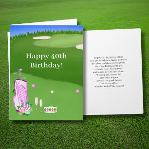 Alles Gute zum 40. Geburtstag Pink Golf Bag Karte