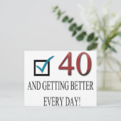 Alles Gute zum 40. Geburtstag Postkarte (Stehend Vorderseite)