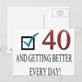 Alles Gute zum 40. Geburtstag Postkarte (Vorne/Hinten)