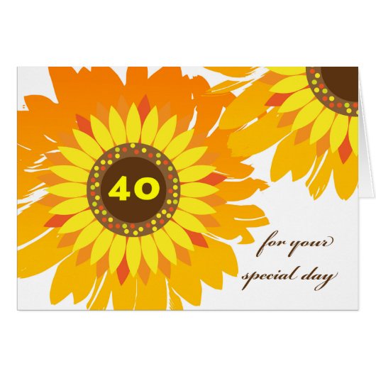 Alles Gute zum 40. Geburtstag, Sonnenblumen Design (Vorderseite (Horizontal))