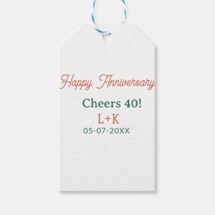 Alles Gute zum 40. Hochzeitstag orange grün Name D Geschenkanhänger