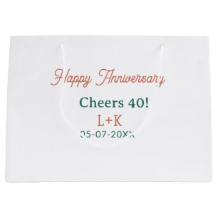 Alles Gute zum 40. Hochzeitstag Orange Grün Name D Große Geschenktüte