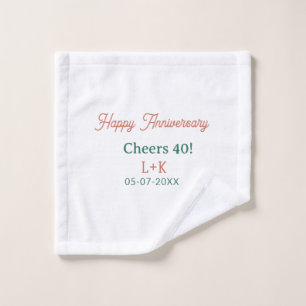 Alles Gute zum 40. Hochzeitstag orange grün Name D Waschlappen