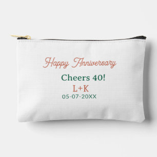 Alles Gute zum 40. Hochzeitstag orange grün Name D Zubehörtasche
