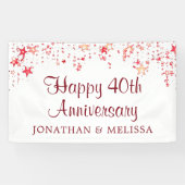 Alles Gute zum 40. Jubiläum Ruby Red Stars Banner (Horizontal)