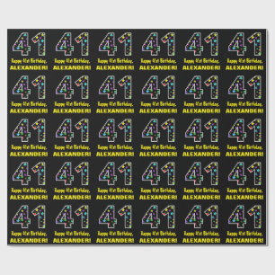 Alles Gute zum 41. Geburtstag, Fun Colorful Stars  Geschenkpapier