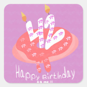 Alles Gute zum 42. Geburtstag für mich Donut Cake  Quadratischer Aufkleber