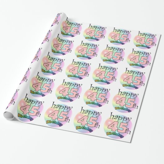 Alles Gute zum 45. Geburtstag (Rose) Geschenkpapier (Ungerollt)
