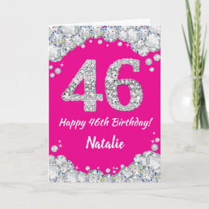 Alles Gute zum 46. Geburtstag Hot Pink und Silver  Karte