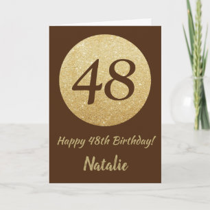 Alles Gute zum 48. Geburtstag Brown und Gold Glitt Karte