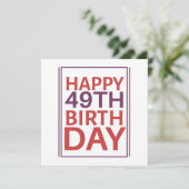 Alles Gute zum 49. Geburtstag. Einladung (Stehend Vorderseite)