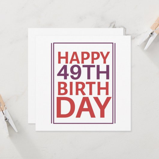 Alles Gute zum 49. Geburtstag. Einladung (Vorderseite/Rückseite Beispiel)