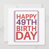 Alles Gute zum 49. Geburtstag. Einladung (Vorderseite)