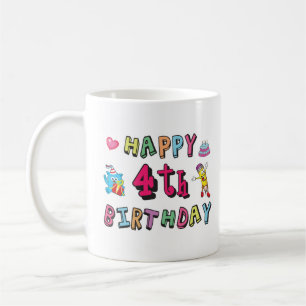 Alles Gute zum 4. Geburtstag. 4 Jahre täglich. Kaffeetasse