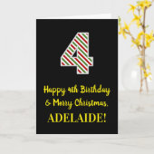 Alles Gute zum 4. Geburtstag & Frohe Weihnachten, Karte (Gelbe Blume)