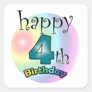 Alles Gute zum 4. Geburtstag Quadratischer Aufkleber