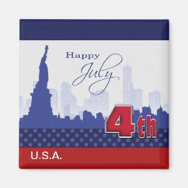 Alles Gute zum 4. Juli. Freiheitsstatue und Feuerw Magnet