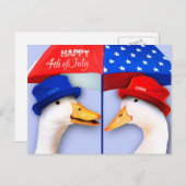 Alles Gute zum 4. Juli. Funny Patriotic Ducks Postkarte (Vorne/Hinten)