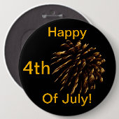 Alles Gute zum 4. Juli! Goldenes Feuerwerk Button (Vorne & Hinten)