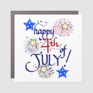 Alles Gute zum 4. Juli! mit Feuerwerk und Sternen Auto Magnet