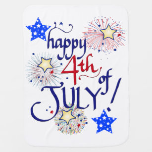 Alles Gute zum 4. Juli! mit Feuerwerk und Sternen Babydecke