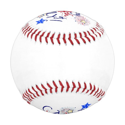 Alles Gute zum 4. Juli! mit Feuerwerk und Sternen Baseball (Rückseite)
