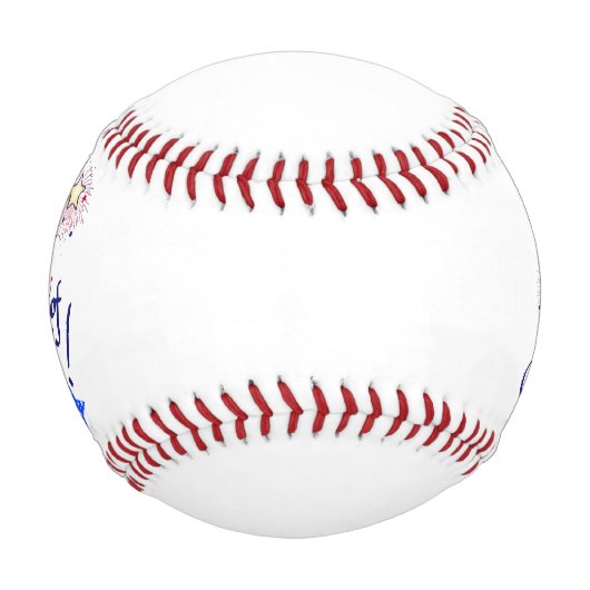 Alles Gute zum 4. Juli! mit Feuerwerk und Sternen Baseball (Vorderseite)