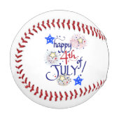 Alles Gute zum 4. Juli! mit Feuerwerk und Sternen Baseball (Vorderseite Links)