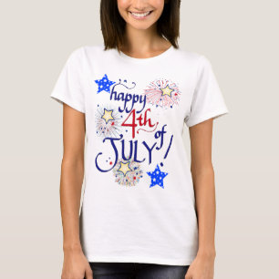 Alles Gute zum 4. Juli! mit Feuerwerk und Sternen T-Shirt