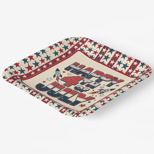 Alles Gute zum 4. Juli Pappteller (Gewinkelt)