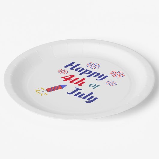 Alles Gute zum 4. Juli Pappteller (Schrägansicht)