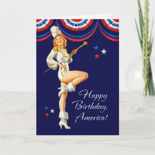 Alles Gute zum 4. Juli. Retro-Button Karte