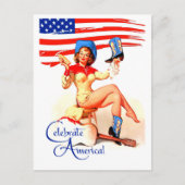 Alles Gute zum 4. Juli. Retro-Button Postkarte (Vorderseite)