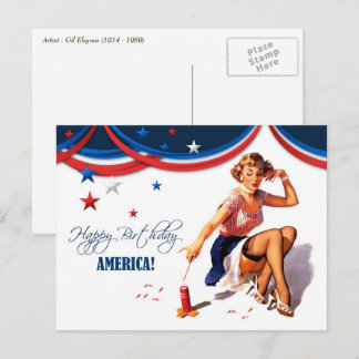 Alles Gute zum 4. Juli. Vintage Button-up-Design-P Postkarte