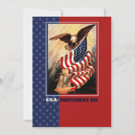 Alles Gute zum 4. Juli. Vintager Adler und USA-Fla Dankeskarte