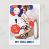 Alles Gute zum 4. Juli. Vintages Button Postkarte (Vorderseite)